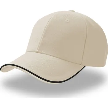 Pracovní přilba Atlantis Headwear Kšiltovka Pilot Piping Sandwich, 6 panelová sandwich, těžká broušená COT33050290599-natural/nav UNI Natural/navy