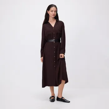 Dámské šaty Reserved - Šaty s&nbsp;řetízkovým páskem - tmavě hnědá - 114GP-89X - 114GP-89X-M