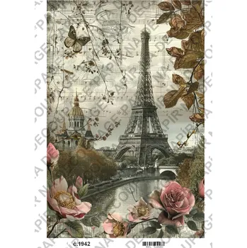 Umělecký papír Rýžový a soft papír na decoupage - Vintage příroda - KB01942 Materiál: Rýžový papír, Rozměr: A4