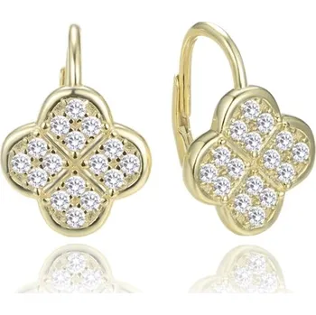 Náušnice Zlacené stříbrné náušnice čtyřlístky se zirkony JMAS7058UE00