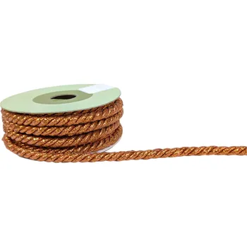 Stuha Provázek polyesterový 6mm x 4,6m vzor 9016 250-MĚDĚNÁ METAL.