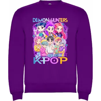 Dívčí oblečení Mikina přes hlavu Kpop Lovkyně démonů Barva: Fialová/purpurová, Velikost: 110/116 - 5/6let