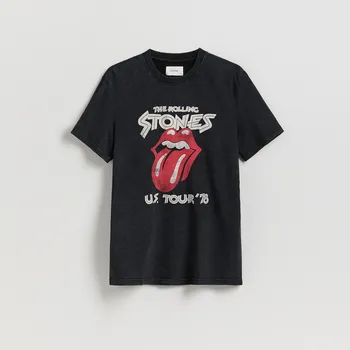 Pánské tričko Reserved - Tričko Rolling Stones - černý - 468EX-99X - 468EX-99X-XL