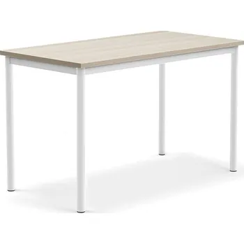 Jídelní stůl Stůl BORÅS PLUS, 1200x600x720 mm, bílé nohy, HPL deska, jasan