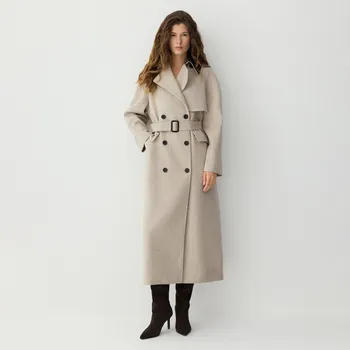 Dámský kabát Reserved - Dvouřadý kabát s vlnou - béžová - 369GX-08M - 369GX-08M-S