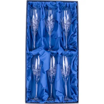 Sklenice ONTE CRYSTAL Broušené sklenice na sekt 150ml, Větrník Počet sklenic v balení: 6 sklenic v dárkové sadě