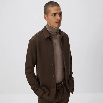 Pánská košile Reserved - Jednobarevná košile slim fit - hnědá - 7955H-88X - 7955H-88X-M