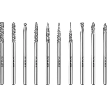 Příslušenství k frézce Frézy mini, karbidové, sada 10ks, ⌀3mm, sek střední (double-cut)