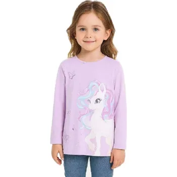 DÍVČÍ TRIČKO S KONÍKEM NOVINKA Barva: Fialková, Velikost: 128