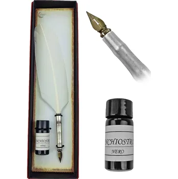Sběratelství La Balestra Vintage brk s inkoustem "WHITE FEATHER" bílý