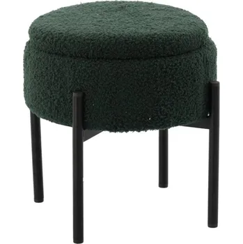 Taburet Zelený taburet s kovovými nohami 28 x 31 cm