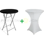 Skládací bistro stolek - průměr 80cm, výška 110cm, barva desky černá + kvalitní potah ZDARMA barva Bílá