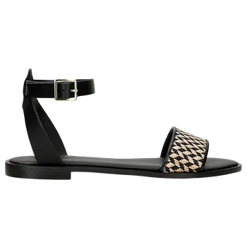 Dámské sandále Černé Dámské Sandály S Pleteným Béžovým Vzorem Wojas 7624580 37