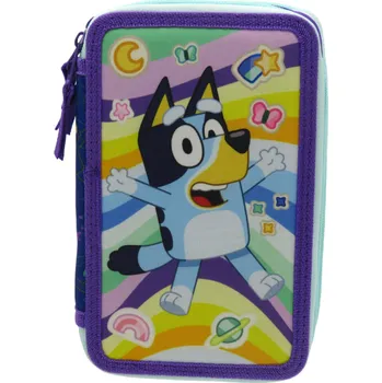 Penál Třípatrový penál Bluey duha s výbavou