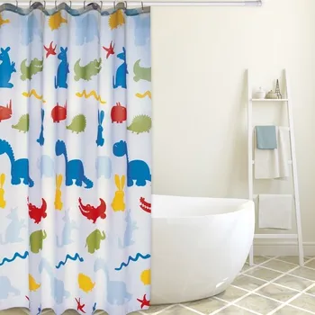 Sprchový závěs MSV sprchový závěs ZOO, dětský motiv, bílý, 180 x 200 cm, polyester, s kroužky