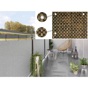 Krycí plachta Balkonová ratanová zástěna s očky PORI, hnědá , výška 100 cm šířka různé rozměry 900 g/m2 MyBestHome Rozměr: 100x200 cm