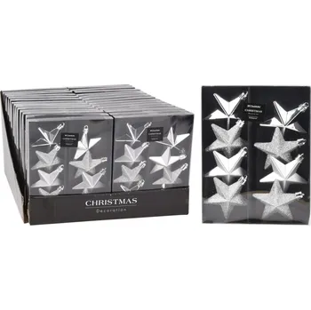 Vánoční ozdoba Ozdoba vánoční HVĚZDA 6,5cm STŘ mix (8ks)