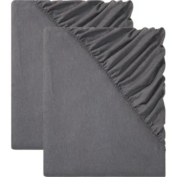Prostěradlo LIVARNO home Sada napínacích prostěradel z jemného flanelu, 90–100 x 200 cm, tmavě šedá, 2dílná