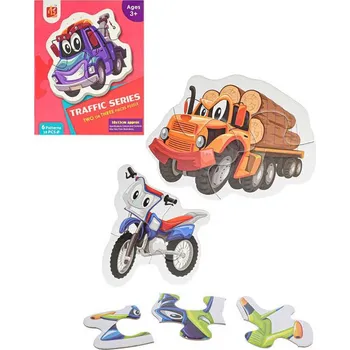 Puzzle PUZZLE 6v1 Dopravní prostředky velké dílky 18ks skládačka v krabici