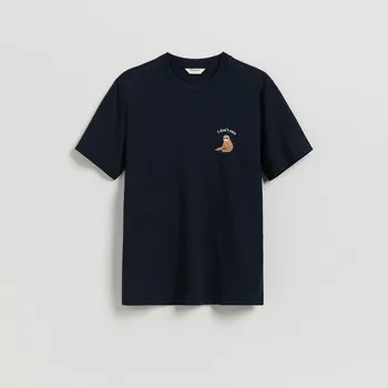 Pánské tričko Reserved - Tričko regular s potiskem - tmavomodrá - 444EX-59X - 444EX-59X-XL