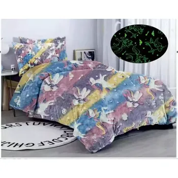 Povlečení Svítící mikroplyšové povlečení Jednorožec - Duha 140 x 200, 70 x 90 cm