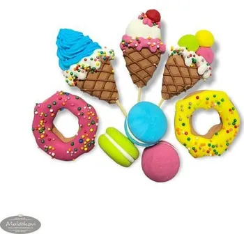 Jedlá dekorace na dort K-Decor Cukrová dekorace – zmrzliny a makronky, modrá