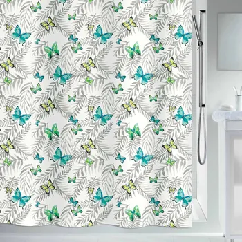 Sprchový závěs Spirella sprchový závěs PAPILLONS, motiv motýli, bílý, 180 x 200 cm, polyester