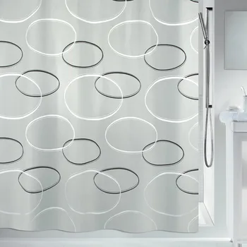 Sprchový závěs Spirella sprchový závěs ANELLO, motiv kruhy, šedý, 180 x 200 cm, polyester