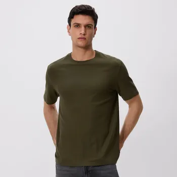 Reserved - Hladké pohodlné tričko - olivová - 457EX-91X - 457EX-91X-L