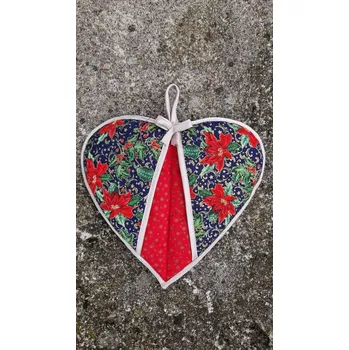 Vánoční dekorace Srdíčková chňapka - vánoční 08