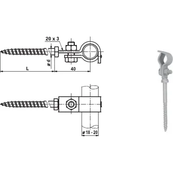 Hromosvod TREMIS V344 / DJDbpp ( FeZn ) držák jímače a trubky do dřeva 8/200