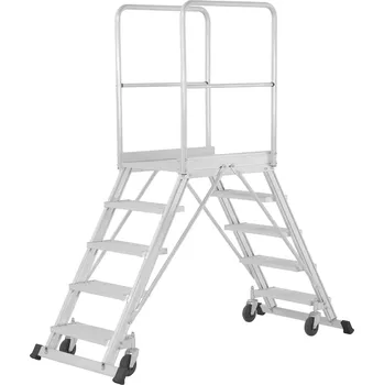 Schůdek Oboustranná pojízdná hliníková plošina HYMER 5 nášlapů