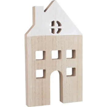 Vánoční dekorace Anděl Přerov, s.ro. Dům s komínem dřevěný na postavení 11 x 21 cm