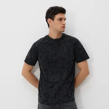 Pánské tričko Reserved - Tričko comfort s potiskem - pudrově hnědá - 487EX-98X - 487EX-98X-S