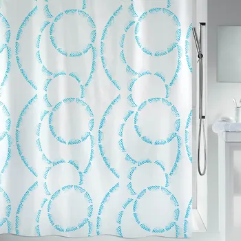 Sprchový závěs Spirella sprchový závěs CLAIRE, motiv kruhy, bílý, 180 x 200 cm, polyester