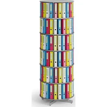 Prodejní regál Corping Otočný regál na šanony, 6 pater, šedý