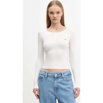 Pánské oblečení Tričko s dlouhým rukávem Tommy Jeans DW0DW21575 bílá 00X, vel. XS