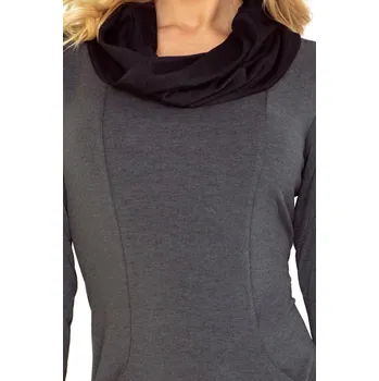 Dámské šaty Dámské šaty s kapsami, dlouhým rukávem a rolákem tmavě šedé - Tmavě šedá - Numoco tmavě šedá L