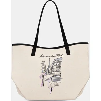 Bavlněná kabelka Karl Lagerfeld K/SKETCH A4W50057 béžová 01X, vel. ONE SIZE