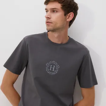 Pánské tričko Reserved - Tričko regular fit s marcerovanou bavlnou - tmavě šedá - 278FP-90X - 278FP-90X-M