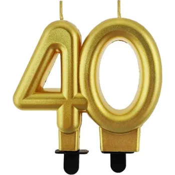 Dortová svíčka MZ Svíčka na dort "40" - pět druhů barev Barva: Zlatá