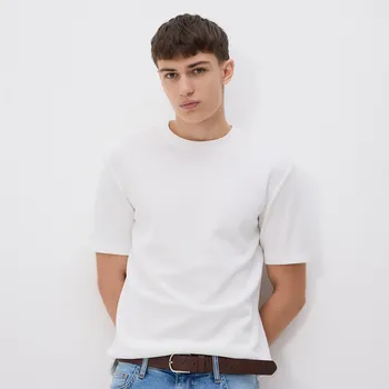 Pánská móda Reserved - Strukturální tričko comfort fit - krémová - 428EX-01X - 428EX-01X-XL