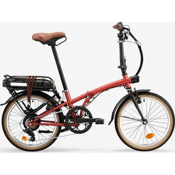 Skládací kolo BTWIN Skládací elektrokolo E Fold 500 VÍNOVÁ|ČERVENÁ 2025