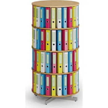 Prodejní regál Otočný regál na šanony, 4 patra, buk