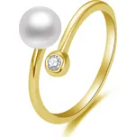 Beneto Otevřený pozlacený prsten s pravou perlou a zirkonem AGG469P-G + 2 měsíce na vrácení zboží