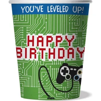 Jednorázové nádobí Grabo Game Controller party - Kelímky papírové250 ml 8 ks