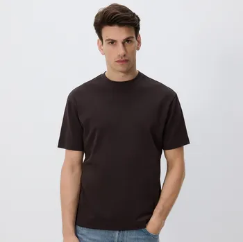 Reserved - Bavlněné boxy tričko - tmavě hnědá - 8689H-89X - 8689H-89X-XXL