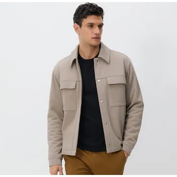 Reserved - Košilová bunda s&nbsp;límcem - světle šedá - 373EF-09X - 373EF-09X-L