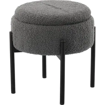 Taburet Šedý taburet s kovovými nohami 28 x 31 cm