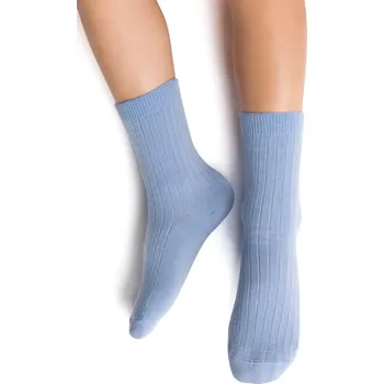 Dívčí tričko Dětské ponožky MERINO WOOL žebrované 130 modrá 26-28